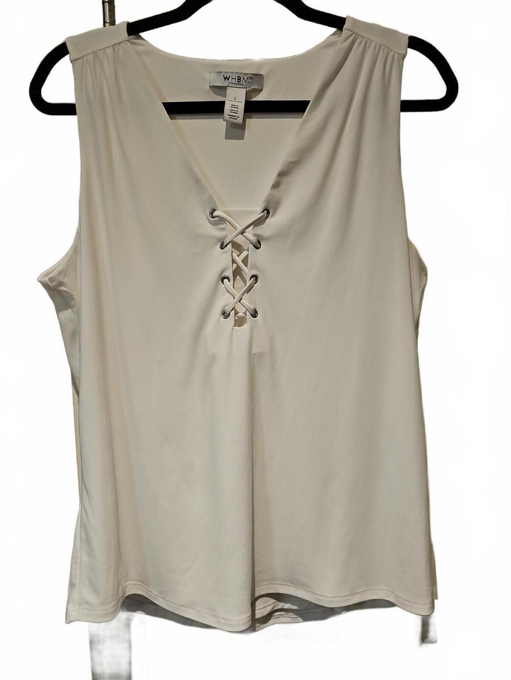 White House Black Market Faux Lace-Up Lined Sleeveless Tank Top Size L